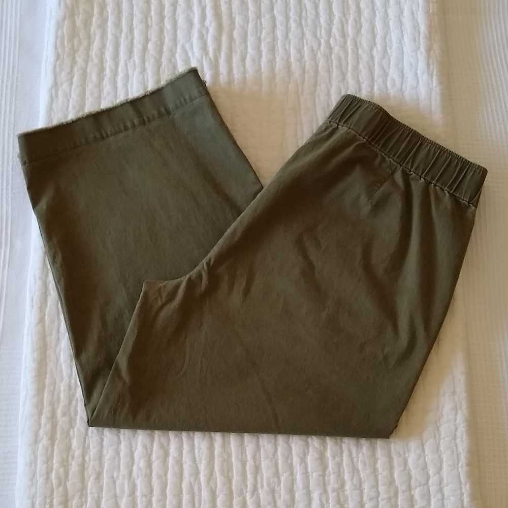 Eileen Fisher Wide Leg Cropped Pant raw edge L